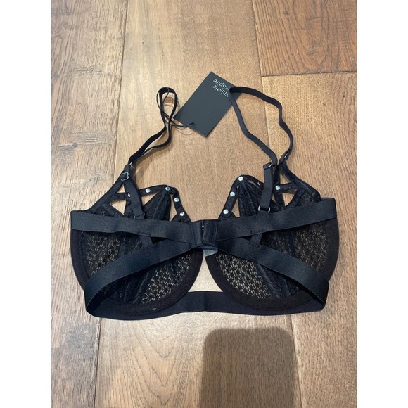 Thistle and Spire Lyra Studded Tulle Net Wired Demi Cutout Bra Black Sz 32DD NWT - Picture 3 of 6